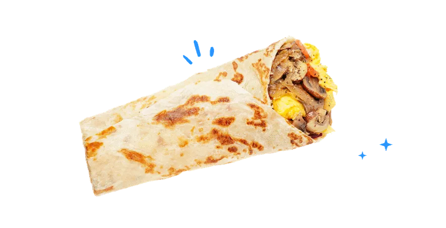 Egg and vegetables Rollti wrap being rolled